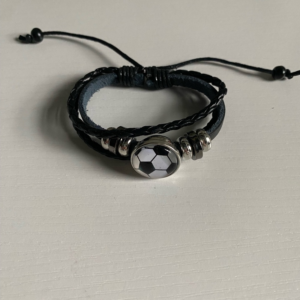 Black Soccer Charm Bracelet